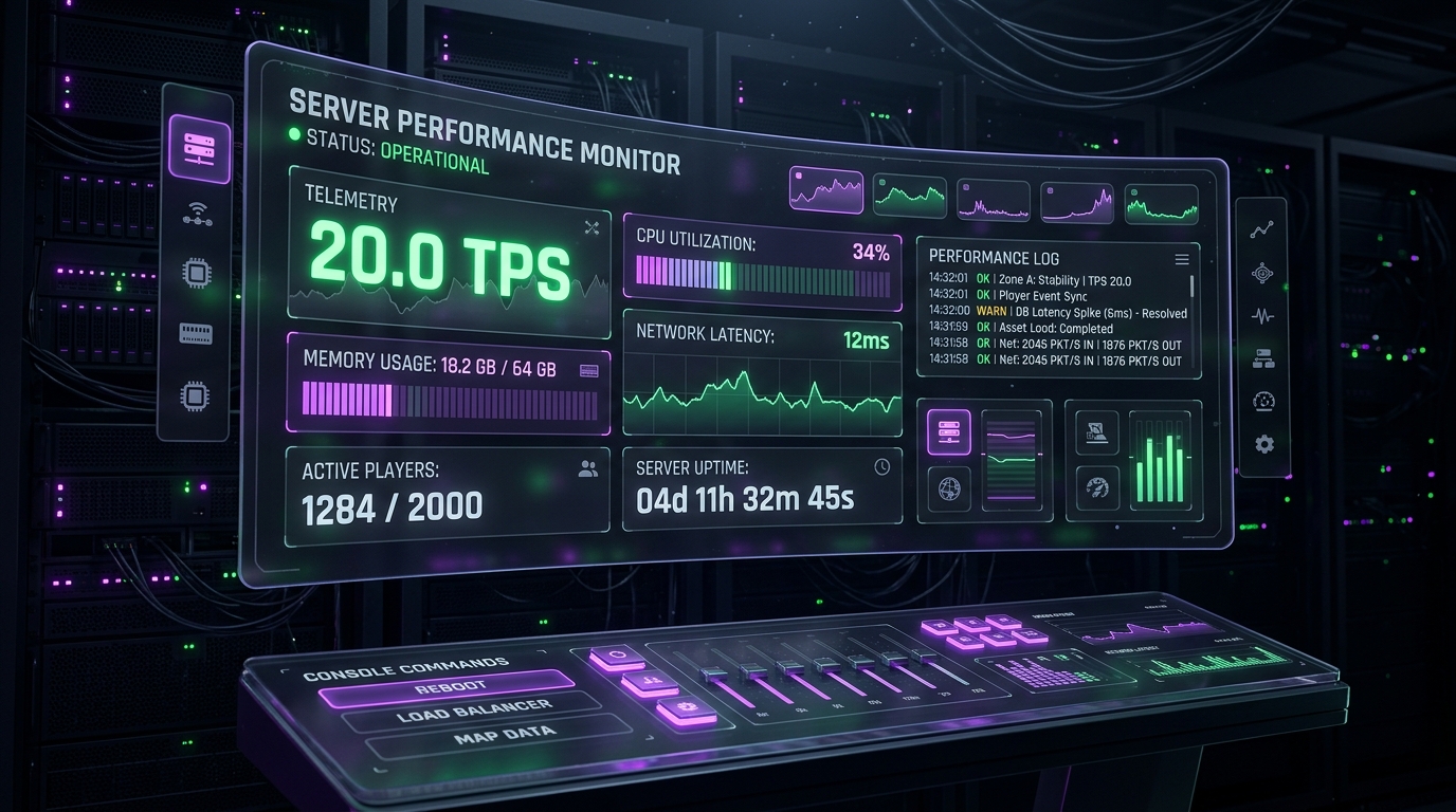 Server Console Management and Live Telemetry Interface
