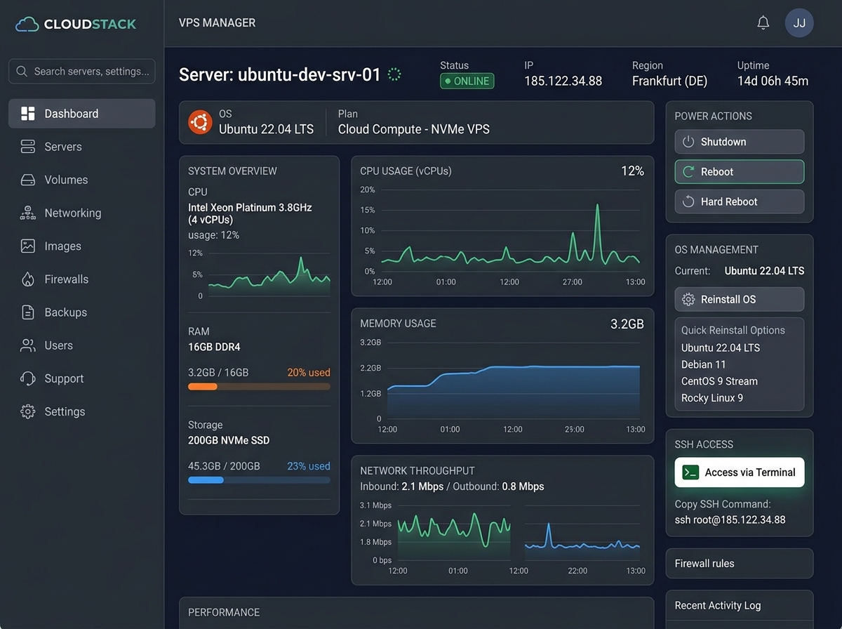 VPS Server Dashboard